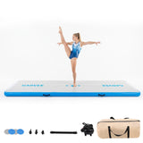 Garvee Durable Inflatable Gymnastics Air Mat for Yoga & Training - 4'' Thick Tumble Track - Non-Slip, Easy Setup, With Electric Pump - Portable Mat, Blue, 16FT x 3.3FT x 4IN / 500x100x10cm USA - Blue