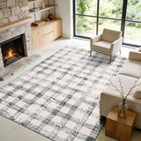Garvee 5x7 Checkered Area Rug, Washable Modern Geometric Rug, Non Slip Low Pile Soft Carpet for Bedroom, Living Room, Dining Room, Green