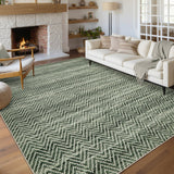 Garvee 10' × 13' Modern Washable Area Rug, Machine Washable Non-Slip Low-Pile Soft Rug for Living Room, Bedroom & Dining Room, Green