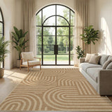Garvee 5' × 7' Abstract Easy Jute Area Rug, Washable Non-Slip Indoor Outdoor Rug for Living Room, Patio, Dining Room & Backyard, Natural