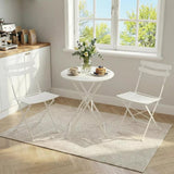 Garvee 2-Piece Folding Metal Bistro Chair Set, White Steel Outdoor Chairs with 300 lb Capacity Each, No Assembly for Balcony, Patio & Garden, White