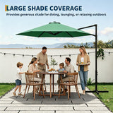 Garvee UV-Resistant 9FT Cantilever Patio Umbrella – Heavy Duty Offset Outdoor Sun Shade for Patio, Deck, Pool, Backyard – Market & Garden Parasol with Vented Canopy – Dark Green