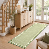 Garvee 2' × 6' Minimalist Border Runner Rug, Machine Washable Non-Slip Low-Pile Rug for Hallway, Kitchen & Entryway, Green