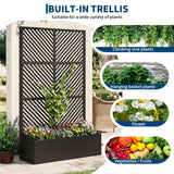 Garvee 71" Tall Metal Raised Planter Box with Trellis & Privacy Screen, Outdoor Rustproof Steel Garden Bed, Drainage Holes, for Climbing Plants, Vines & Vegetables - Black - Down Arrow America - Black