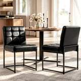 Garvee Modern Set of 2 Dining Chairs – Upholstered PU Leather, Comfortable Padded Seat, Sleek Design for Kitchen or Dining Room – Sturdy Metal Legs – Color: Black