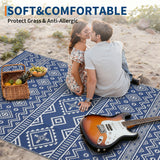 Garvee Waterproof Reversible Outdoor Rug 8x10ft – Lightweight Collapsible Plastic Straw Carpet – Easy Clean, Mark Resistant – Patio, Deck, RV, Camping, Picnic – Navy Blue/White, USA - Four Colors - Yellow/Rose Red/Green/White