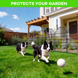 Garvee Rustproof Decorative Metal Garden Fence Panels with Gate – No-Dig Outdoor Animal Barrier – Heavy Duty Arched Landscape Edging – 10 Pieces, 40in H x 23.6ft L, Black, 10-piece pack with door