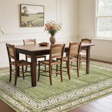 Garvee Bordered Sage Green 4x6 Washable Modern Geometric Rug - Soft, Non-Slip, Ultra-Thin, Stain-Resistant Fabric - Machine Washable, Durable - Living Room, Bedroom, Playroom