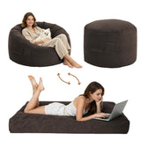 Garvee Giant Bean Bag Chair Bed 5FT Convertible Sofa Mattress Memory Foam Plush Fabric Handle Easy Clean Living Room Bedroom