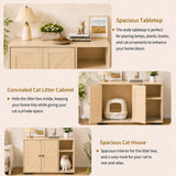 Garvee Dog-Proof Cat Litter Box Enclosure Cabinet for Large Self-Cleaning/Automatic Litter Boxes - Side Exit - Litter Catch Tray - Shelf & Charging Station, 5 ft Cord - Natural Wood Association Jack Design - Nd-5045-22 Black Union Jack Pattern