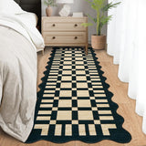 Garvee 2' x 6' Scalloped Checkerboard Geometric Runner Rug, Machine Washable Non-Slip Low-Pile Soft Rug for Hallway & Kitchen, Brown