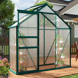 Garvee 6x3 FT Heavy Duty Polycarbonate Walk-In Greenhouse for Outdoors - Reinforced Aluminum Frame, Adjustable Roof Vent, Sliding Door, Rain Gutter - Garden, Patio, Plant Protection - 8-Green Spray Plastic - Green