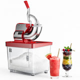Garvee Commercial Shaved Ice Machine & Ice Crusher, 350W 2000 RPM Snow Cone Maker - 750 lb/hr Output, 8.98 Gal Clipper, 4 Stainless Steel Blades, Safety On/Off Switch - Red - Red