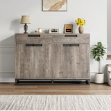 Garvee Spacious Buffet Sideboard Cabinet – Modern Dining Room Storage with 2 Drawers & 4 Doors, Durable Grey Wood Accent Cupboard for Kitchen, Coffee Bar, Living Room – Datong 40084 Gray - Datong 40084 Gray