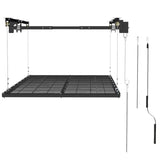 Garvee Heavy-Duty Overhead Garage Ceiling Storage Rack, 4x8 ft, 350 lb Capacity - Adjustable Height - Drill-Compatible Lift w/ Safety Lock - Powder-Coated Steel - Black, 4x8 ft, Electric Drill Compatible - Black
