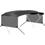 Garvee Waterproof UV Resistant 4 Bow Bimini Top Replacement Canvas for Boats - 600D Marine Grade Sun Shade, Detachable Mesh Side Curtains, Storage Boot, No Frame, Black, Fits 8'L x 91-96"W x 54"H - Size: 4BOW8'×91-96"×54", Color: Black, Specs: Mesh Side - Black