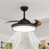 Garvee 42" Retractable Ceiling Fan with Light - Invisible Blades, 36W Dimmable LED 3CCT - Quiet Pure Copper DC Motor, 6-Speed Remote, Reversible, Low Profile - 42 Inches, Black