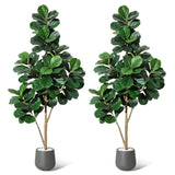 Garvee Realistic Artificial Fiddle Leaf Fig Tree (Ficus Lyrata) with Grey Planter - 108 Leaves, Indoor Faux Floor Plant for Home/Office/Living Room Decor - No Maintenance, Easy Assembly - 6FT