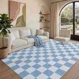 Garvee 5' x 7' Checkered Geometric Area Rug, Machine Washable Non-Slip Low-Pile Rug for Living Room, Bedroom & Nursery, Blue