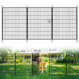 Garvee No-Dig Garden Fence with Gate, 10-Panel 40 in H × 23.6 ft L Rust-Resistant Metal Dog Barrier with Ground Stakes for Yard, Lawn and Flower Beds, Black