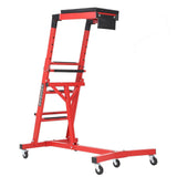 Garvee Automotive Creeper - Adjustable Height (49"-76"), 400 lbs Heavy-Duty Foldable Garage Creeper with 6 Swivel Casters, Padded Deck, and Tool Pouch for Mechanics and Lifted Automotive Repair, Red