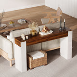 Garvee Modern Rustic Slim Console Table for Living Room - 63 Inch Entryway or Sofa Table, 2 Drawers, Narrow Hallway Accent, Storage for Small Spaces - White Brown