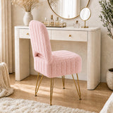 Garvee Vanity Stool Chair with Backrest, Square Ottoman with Hidden Storage Compartment, Soft Teddy Fabric, 280 Lbs Weight Capacity, Modern Style for Bedroom Living Room,Pink,Large