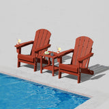 Garvee Folding Adirondack Chair Set of 2, All-Weather HDPE Patio Chairs - Wood-Grain Texture - Built-In Cup Holder - Water-Resistant, Easy Assembly - Embossed wood grain - with cup holder - red 2 chairs - Embossed Wood Grain - With Cup Holder - Red 2 Chairs + 1 Side Table