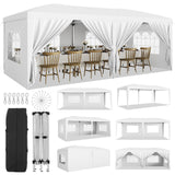Garvee Heavy Duty 10x20 FT Folding Gazebo Canopy Tent – 6 Removable Sidewalls, Waterproof, 3 Adjustable Heights, Easy Setup, Commercial Grade for Parties, Weddings, Camping, Backyard – Includes Stakes & Ropes – White (10x20 Cross Tubes) 2025 Upgraded - Dark Gray (10*20 Cross Pipe) 2025 Upgraded Version, Us Market Exclusive.
