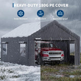 Garvee Heavy Duty Extra-Tall Carport Garage Tent – 12x20x10 FT, Removable Sidewalls, Zippered Roll-Up Doors, Mesh Vent Windows, Waterproof All-Weather Steel Frame, Outdoor Storage for Car, Truck, SUV, Boat – Gray - Grey