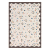 Garvee Vintage Floral Area Rug - Washable Low Pile Scalloped Lace Carpet - Ultra Thin, Non-Slip, Mark Resistant Floor Mat for Bedroom, Nursery, Entryway - Brown, 9x12ft (274x366cm) - Beige