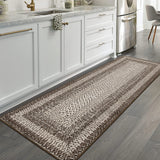 Garvee Machine Washable Braided Print Runner Rug – Non-Slip, Mark Resistant, Low Pile Carpet – Modern Farmhouse Accent for Hallway, Kitchen, Bedroom, Living Room, Entryway – Camel, 2x10ft (61x305cm), USA - Natural Color