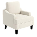 Garvee Chenille Mid Century Modern Accent Chair, Wood & Iron Frame Armchair with 330lb Capacity for Living Room Bedroom,White