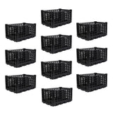 Garvee 52L Heavy-Duty Collapsible Storage Crate, Stackable Folding Plastic Organizer Bin - Reinforced Handles - Fold-Flat Space-Saving Basket for Office/Home/Car Trunk/Camping, Black, 10 Pack - Black