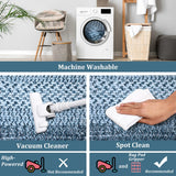 Garvee Boho Braided Area Rug 9x12ft – Washable, Non-Slip, Collapsible Soft Accent Carpet for Living Room, Bedroom – Low Pile, Mark Resistant, Modern Gabbin Weave – Gray-Blue – Size: 9x12ft, Color: Gray-blue, Specs: US - Blue