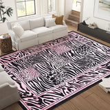 Garvee 5' × 7' Leopard Print Patchwork Area Rug, Washable Non-Slip Low-Pile Soft Rug for Living Room, Bedroom, Nursery & Office, Pink
