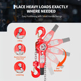 Garvee Heavy Duty Manual Chain Hoist – 0.75 Ton (1,650 lbs) Capacity, 10FT G80 Galvanized Chain, 360° Swivel Hand Chain, Dual Weston Brake, Overload Protection – Engine Hoist, Garage, Farm, Rigging, Lifting – Red | 0.75 ton 1650 lb capacity 10 feet