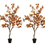 Garvee Lifelike Artificial Fall Eucalyptus Trees Set – Realistic Faux Ficus Autumn Silk Plants – Indoor Outdoor Greenery for Home, Patio, Office, Harvest Decor – 4ft, 2pcs 120cm