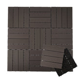 Garvee Durable Interlinked Wood Plastic Composite Deck Tiles 12" x 12" - 10 Pack Quick-Lock Outdoor Patio & Balcony Flooring, Weatherproof WPC Pavers for Garden, Poolside, Porch, Walkways - Dark Coffee