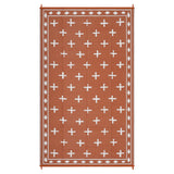 Garvee Reversible Outdoor Rug 9x18ft – Large Waterproof Plastic Straw Mat, Collapsible, Easy Care, Geometric Design Carpet for Patio, RV Awning, Deck, Camping, Garden, Beach – Terracotta Orange/White, USA - Red Peach Orange / White