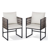 Garvee Durable PE Rattan Patio Dining Chairs Set with Cushions – Weather-Resistant Outdoor Garden Furniture for Balcony or Commercial Use – Set of 4, Beige, Four per Box - Beige