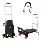Garvee 2-in-1 Convertible Folding Hand Truck Dolly & Platform Cart - 330 lb Heavy-Duty Utility Trolley - 360° Swivel Wheels with Brakes - Aluminum/Steel Frame - Gray iron pipe