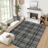 Garvee Washable Rug 9x12 Rugs for Living Room Modern Plaid Rug Rustic Non Slip Large Area Rug Soft Low Pile Throw Rugs Stain Resistant Carpet for Bedroom Office Dining Room Nursery, Grey