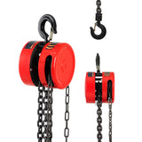 Garvee G70 Manual Hand Chain Hoist, 1 Ton (2200 lb) Capacity - 10 ft Lift Galvanized Chain Block Pulley for Garage, Factory, Warehouse & Dock - Color: Red