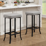 Garvee Modern Compact Bar Stools Set of 2, 24 Inch Counter Height, Faux Leather Bar Chairs with Irregular Metal Legs, Space-Saving, Easy Assembly for Kitchen, Home Bar, Dining Room, Gray, 2PC Pack