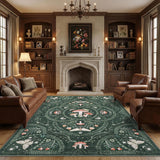 Garvee 6' × 9' Mushroom Area Rug, Washable Non-Slip Low-Pile Gothic Rug for Living Room, Bedroom & Dining Room, Green