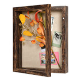 Garvee Rustic Shadow Box Picture Frame 8x10 – Real Glass, Deep Display Case with Linen Back, Metal Hinge, Push Pins – Showcase Photos, Keepsakes, Medals, Flowers, Memory Storage – Home Decor – Color: Rosewood HLT60125-7 - Rosewood HLT60125-7
