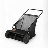 Garvee 26" Push Lawn Sweeper, Black Carbon Steel Single-Brush Yard Cleaning Tool, 7 cu. ft. Collection Bag, Adjustable Sweep Height, 5:1 Wheel Gear Ratio, Plastic Wheels, Manual Leaf Collector for Grass, Driveways and Patios - Black