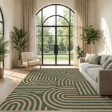 Garvee 9' × 12' Abstract Easy Jute Area Rug, Washable Non-Slip Indoor Outdoor Rug for Living Room, Patio, Dining Room & Backyard, Green