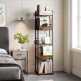 Garvee 360° Rotating Corner Bookshelf Tower, 5-Tier Freestanding Bookcase with Guardrail - Tall, Narrow Industrial Storage Rack - Perfect for Living Room, Bedroom, Office, Study - Sunset Cloud Color